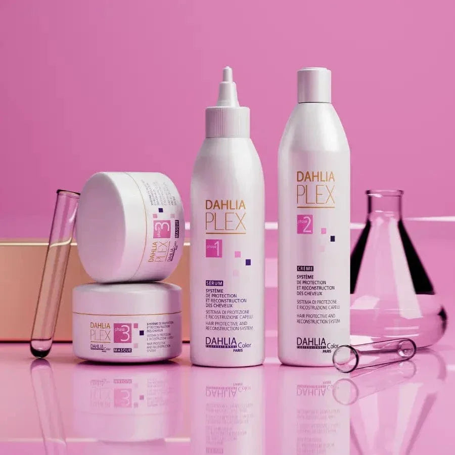 Pack Dahlia Plex système complet, protection et réparation cheveux colorés ou décolorés
