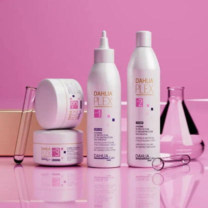 Pack Dahlia Plex système complet, protection et réparation cheveux colorés ou décolorés
