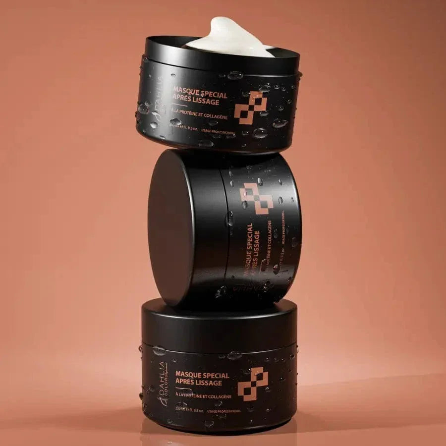 Masque post-lissage tanin kératine Dahlia Color, renforce la fibre brillance miroir