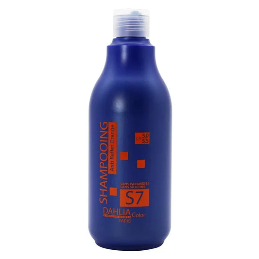 Shampoing Anti-Reflet Orange S7 500ml Dahlia Color, anti-cuivré pour cheveux bruns et châtains