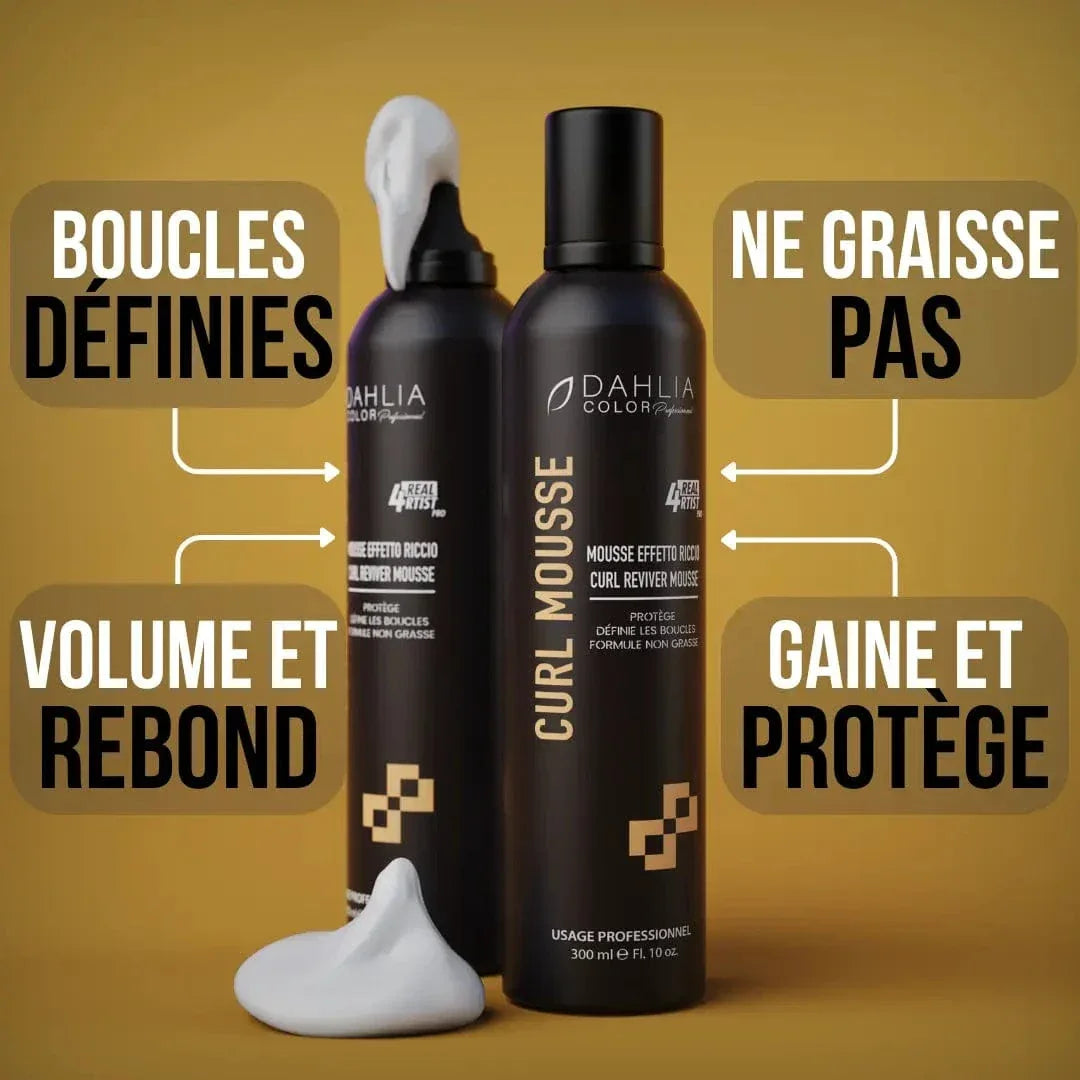 Curl Mousse coiffeur 4Real Artist Dahlia Color, anti-frisottis cheveux bouclés