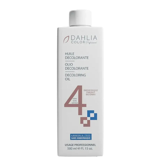 Huile Décolorante Argan et Macadamia 4 Tons Dahlia Color, sans ammoniaque cheveux fragiles