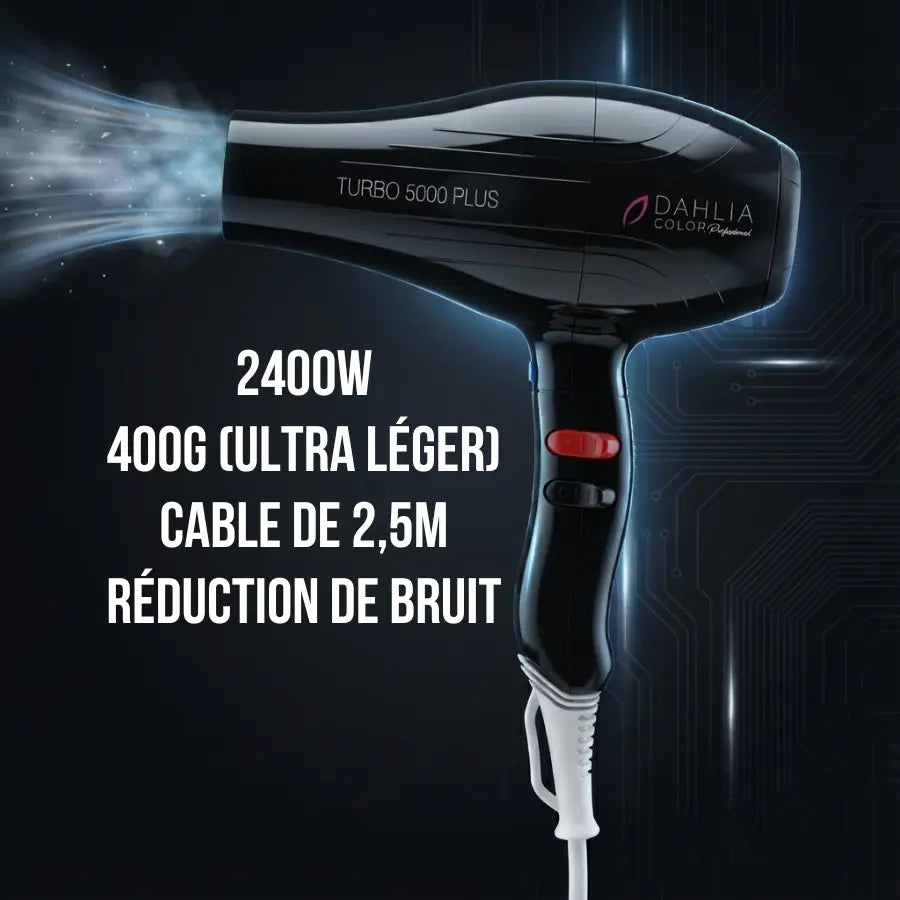 Sèche-cheveux salon Dahlia Color 2400w, séchage rapide brillant ergonomie coiffeur