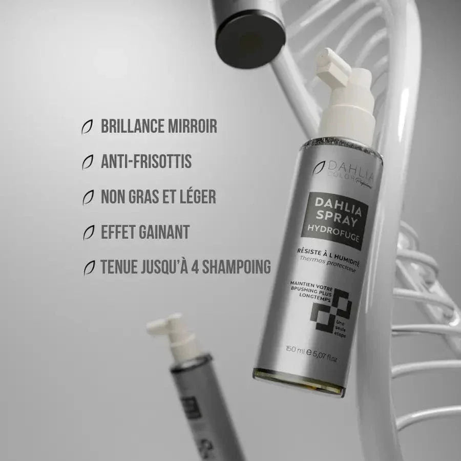 Spray sauveur de brushing Dahlia Color, préserve lisseur face pluie et vapeur